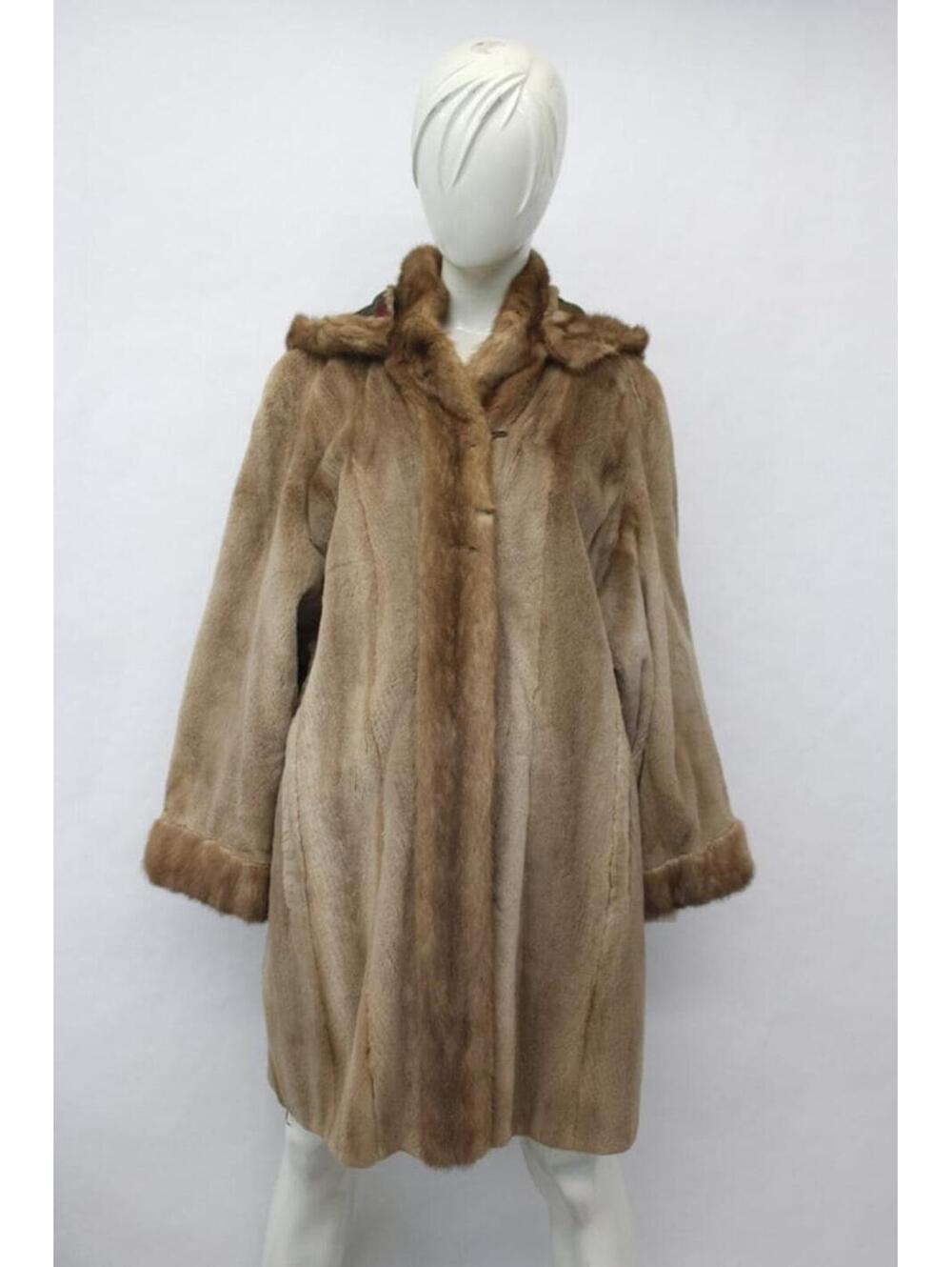 Excellent Sheared Pastel Mink Fur Reversible Coat Jacket Women Woman Size 10-12